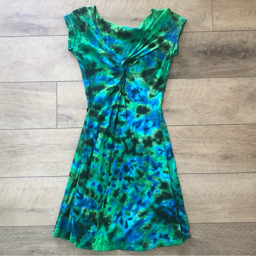Tie Dye Twisted Front Tee Dress
